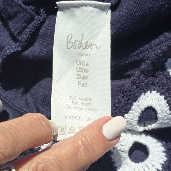 Boden Elana Crochet Navy and White dress, EUC, size 10. - Picture 13 of 14